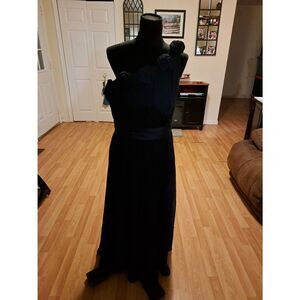 Light in the Box Blue Rosette One Shoulder Off Shoulder Formal Maxi Dress Medium